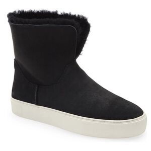 UGG Women Black Suede Lamb Fur Lining Lynus Pull-On Winter Ankle Booties Size 5